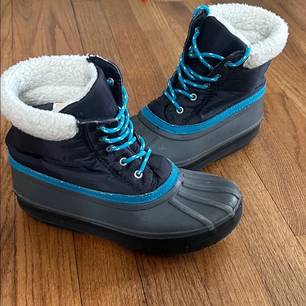 Gymboree Black & Gray New Faux Fur Lined Duck Ankle Snow Boots